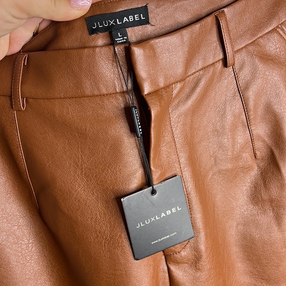 NWT JLUXLABEL camel brown faux leather trousers - Picture 5 of 8